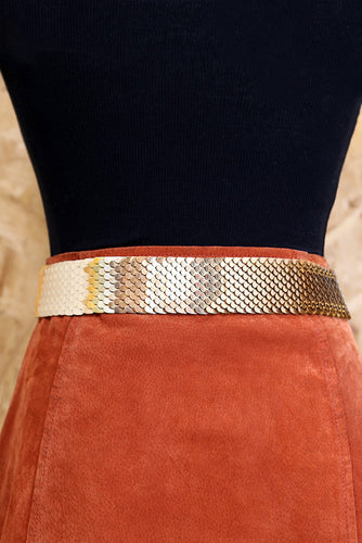 80s Gold Fish Scale Stretch Belt