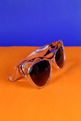 Clear Purple And Orange Cat Eye Sunglasses