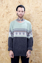 Fairisle Mint Green and Grey Pattern Jumper