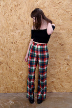 Green and White Check Wide Leg Trousers