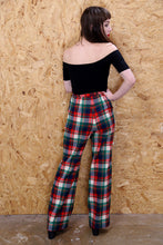 Green and White Check Wide Leg Trousers