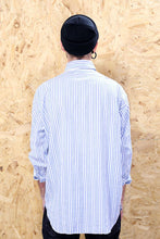 Blue and White 70s Striped Shirt