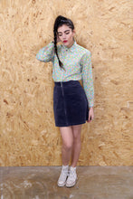 Blue Cord Zip Front Skirt
