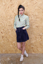 Blue Cord Zip Front Skirt