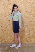 Blue Cord Zip Front Skirt