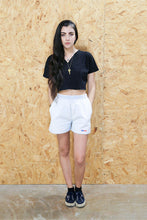 Black Embroidered Crop T-Shirt