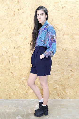 Abstract Print Silk Shirt