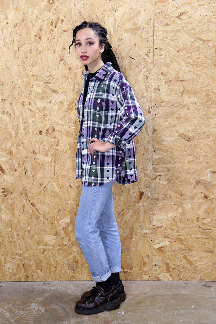 Checkered Heart Print Shirt