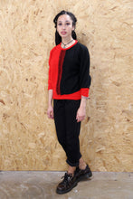 80s Black and Red Colour Block Jumper