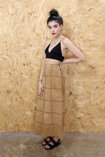 Crochet Grid Tan Suede Maxi Skirt