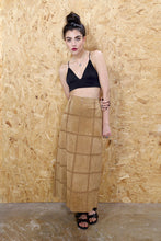 Crochet Grid Tan Suede Maxi Skirt