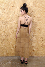 Crochet Grid Tan Suede Maxi Skirt