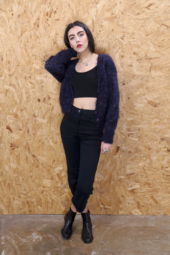 80s Purple Mohair Cardigan
