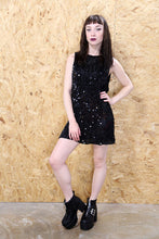 Black Sequinned Crochet Mini Dress