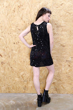 Black Sequinned Crochet Mini Dress