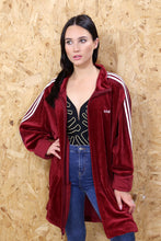 Adidas Longline Burgundy Velour Track Top