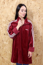 Adidas Longline Burgundy Velour Track Top