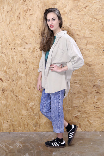 Cream Corduroy Long Sleeved Shirt