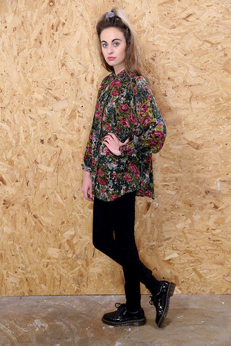 Beaded Floral Long Sleeved Blouse