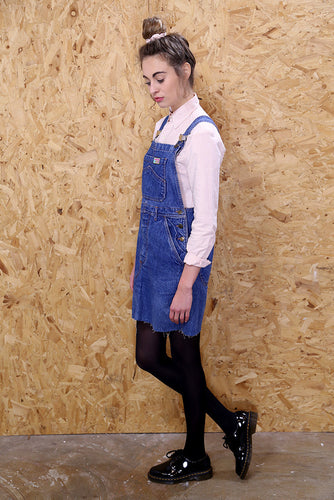 Distressed Denim Dungaree Pinafore Dress
