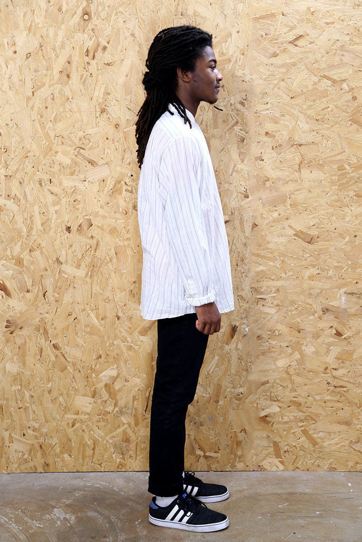 Cream Striped Grandad Shirt