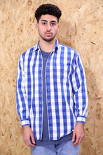 Blue and White Large Check Shirt