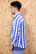 Blue and White Large Check Shirt