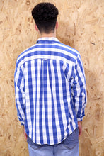 Blue and White Large Check Shirt