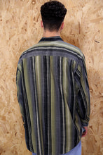 Green and Grey Striped Corduroy Shirt