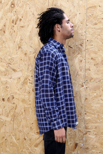Dark Blue Chequered Flannel Shirt