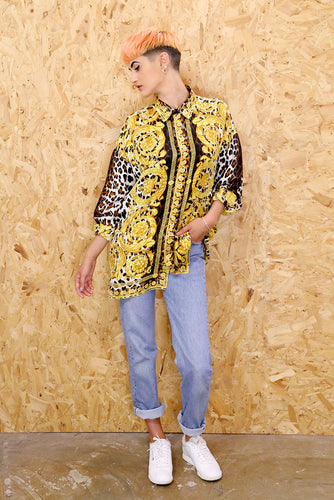 80's Versace Style Baroque Silk Shirt