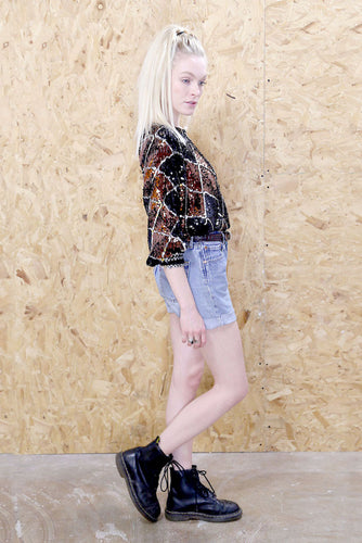 Batwing Sequin top in Bronze and Black