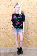 Floral Print Open Backed Sequin T-shirt