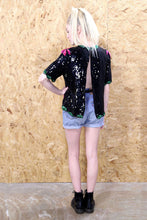 Floral Print Open Backed Sequin T-shirt