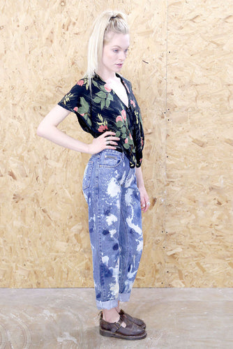Black Floral Grunge Crop Top