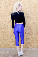 Blue Cut Off Sports Leggings