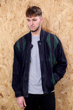 Black Panelled Suede Bomber Jacket