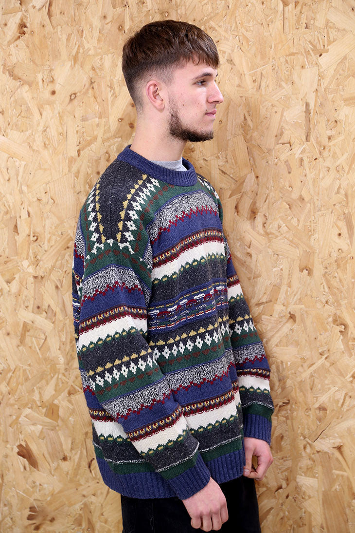 Green and Blue Striped Cosby Jumper