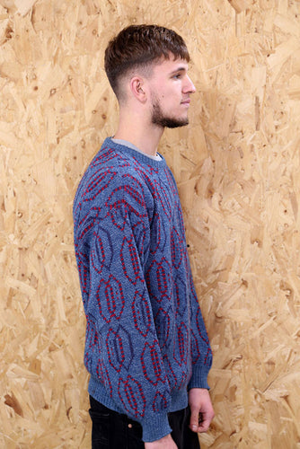 Blue and Red Abstract Cosby Jumper
