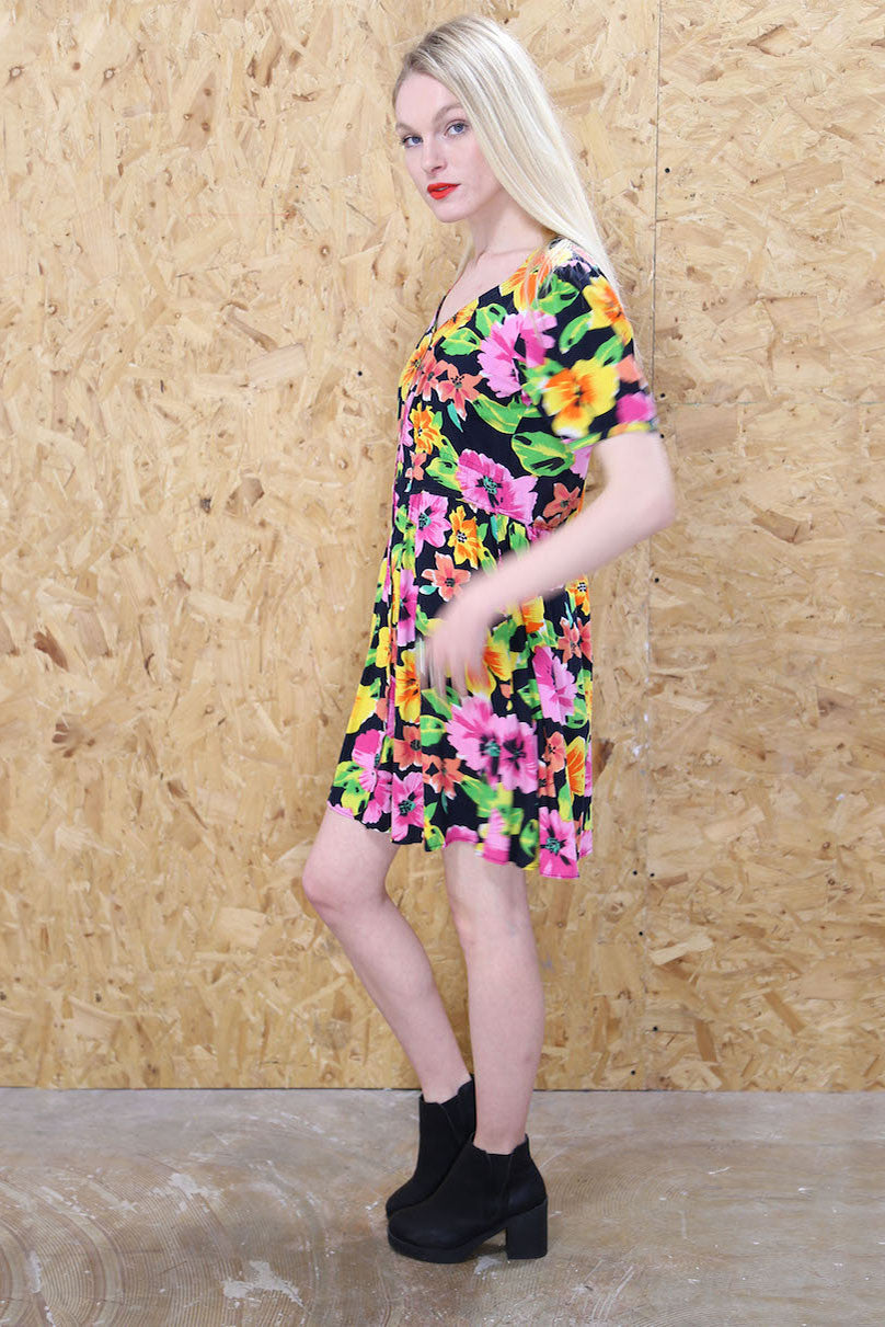 Bold Floral Print Dress