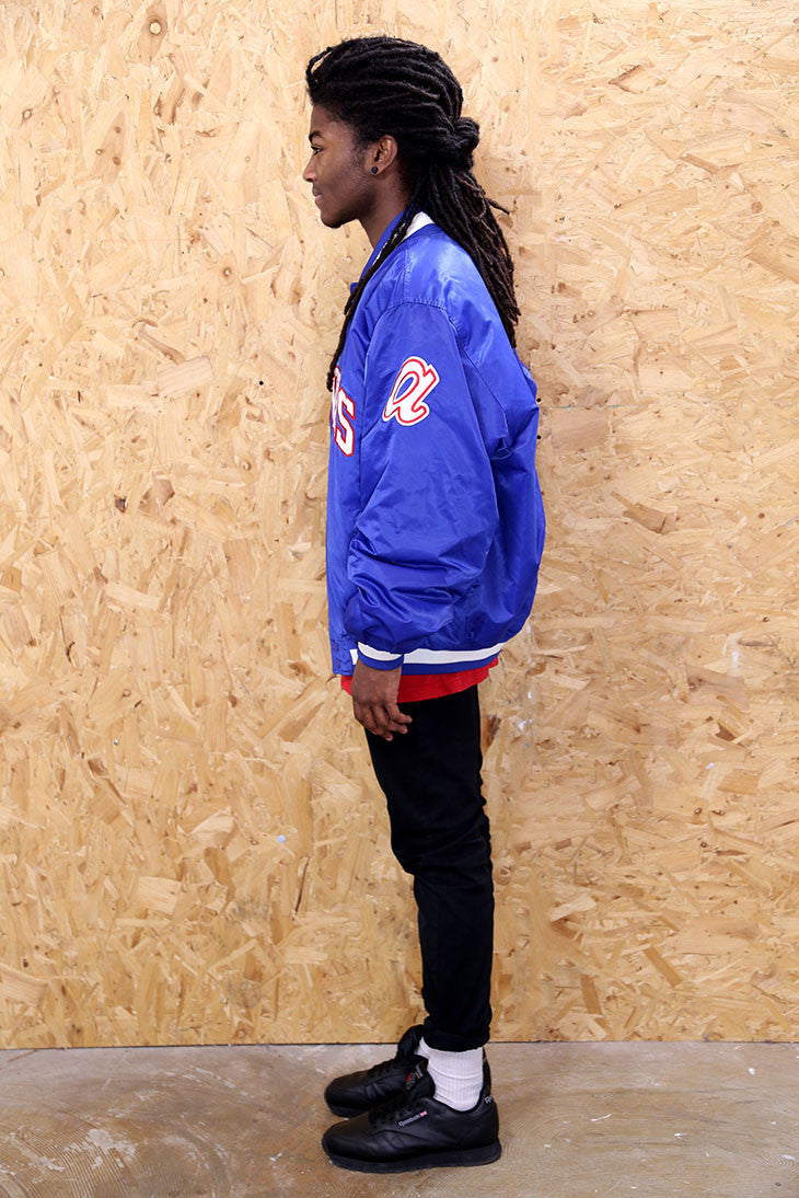 Blue Satin Baseball Jacket