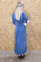 Blue Embroidered Boho Maxi Dress