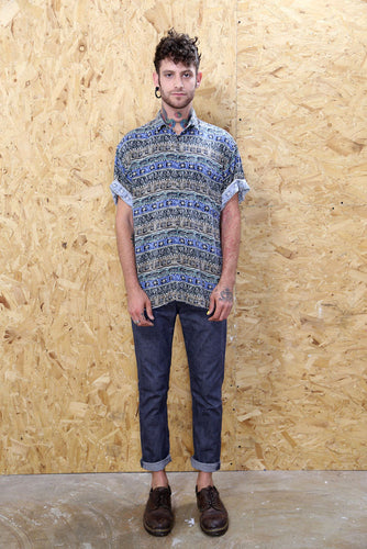 Blue Patterned Pierre Cardin Shirt
