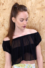 Black Sheer Bardot Crop Top