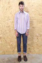 Dusty Pink Long Sleeved Shirt with Multi Coloured Stripes