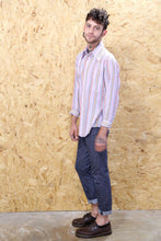 Dusty Pink Long Sleeved Shirt with Multi Coloured Stripes