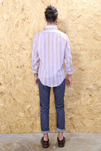 Dusty Pink Long Sleeved Shirt with Multi Coloured Stripes