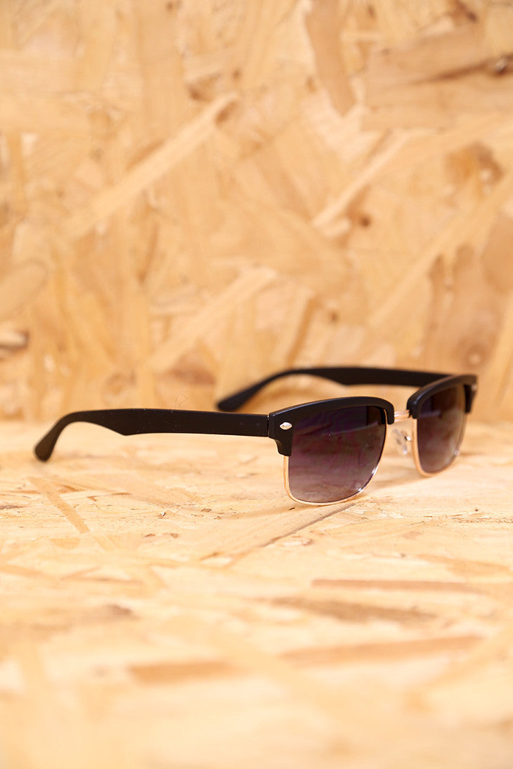 Black Rectangle Clubmaster Sunglasses