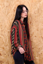 Grecian Filigree Striped Vintage Blouse