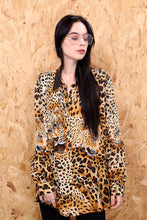 Bloomingdales Leather and Leopard Print Silk Shirt